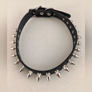 Vintage Rare Leather Black Choker Vikings Goth Punk Rockabilly Dark Academia